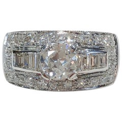 Retro 18 Karat White Gold Diamond Ring