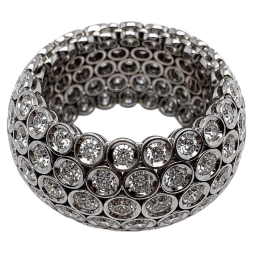 Art Deco 18K White Gold Diamond Ring, Bezel-Set, Italy, Circa 1920s For Sale