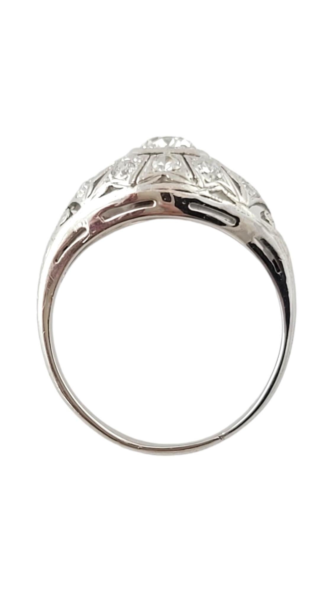 Round Cut 18 Karat White Gold Diamond Ring Size 5.75 #16827 For Sale