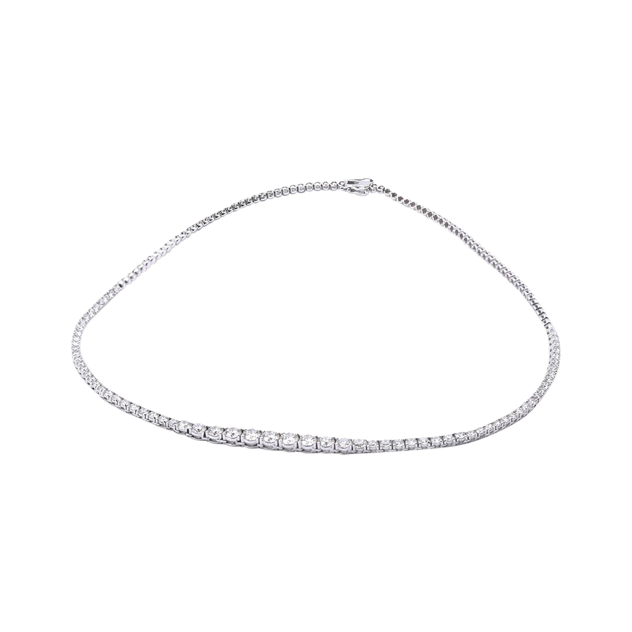 18 Karat White Gold Diamond Riviera Necklace