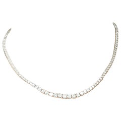 18 Karat White Gold Diamond Riviera Tennis Necklace 13.87 Carat