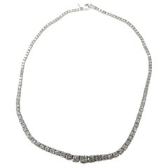 18 Karat White Gold Diamond Riviera Tennis Necklace 17.79 Carat