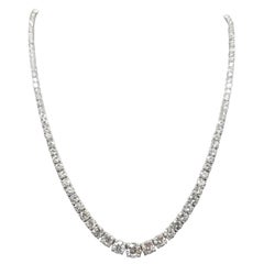 18 Karat White Gold Diamond Riviera Tennis Necklace 21.88 Carat