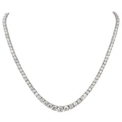 18 Karat White Gold Diamond Riviera Tennis Necklace 23.26 Carat