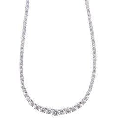 18 Karat White Gold Diamond Riviere Necklace 12.00 Carat