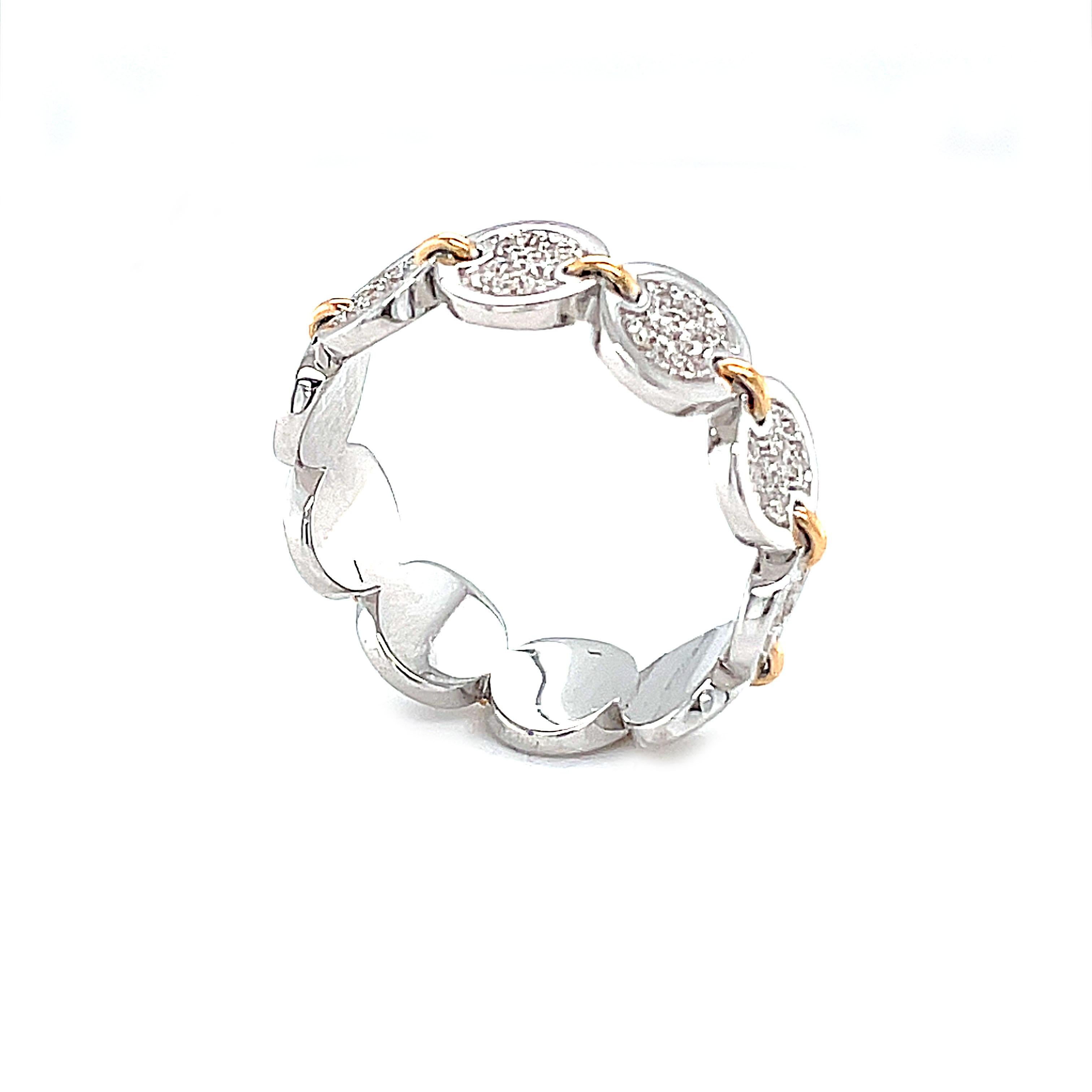 Contemporary 18 Karat White Gold Diamond Round Band Ring For Sale