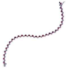 18 Karat White Gold Diamond Ruby Abstract Line Bracelet