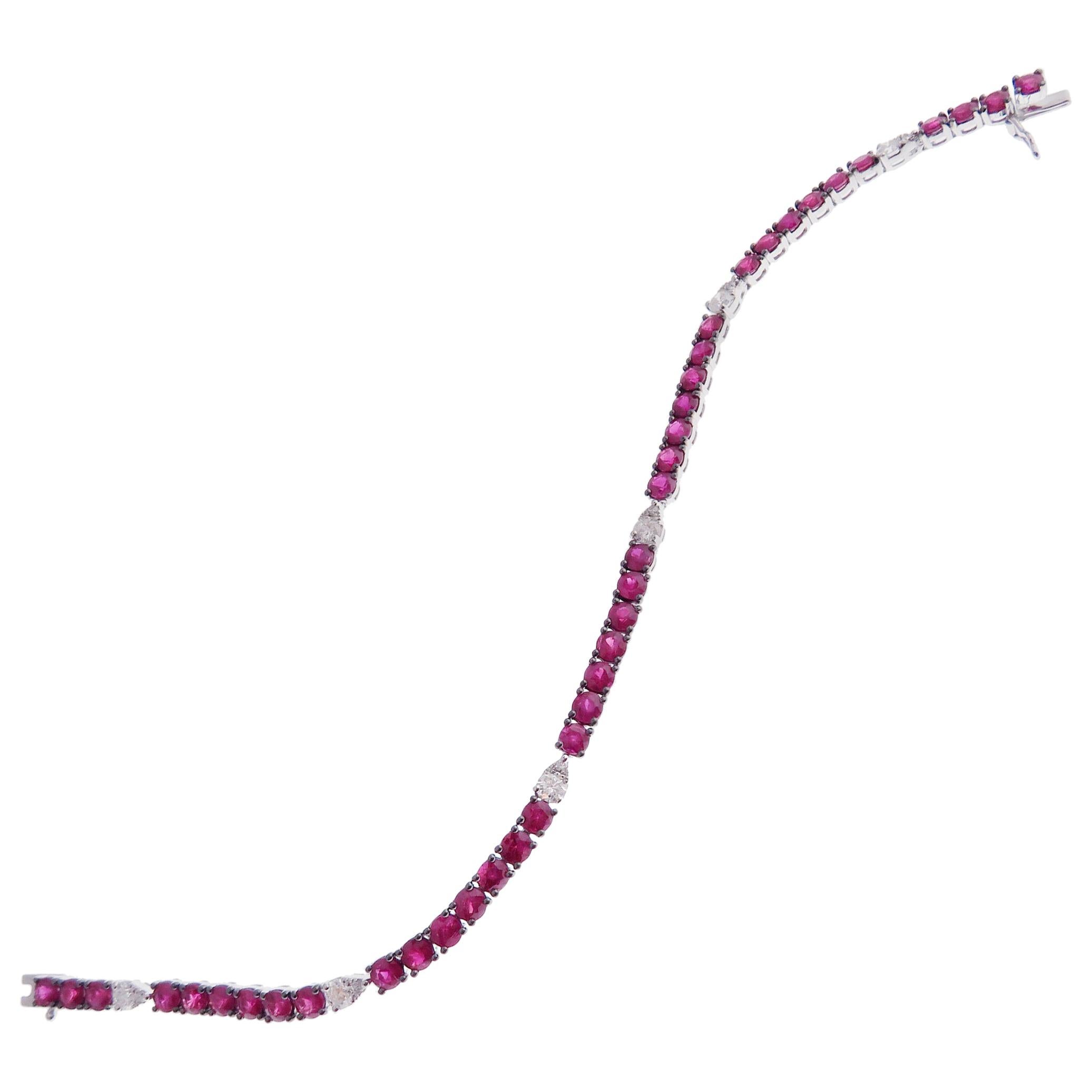 Ruby Diamond 18 Karat Gold Slider Tennis Bracelet For Sale at 1stDibs