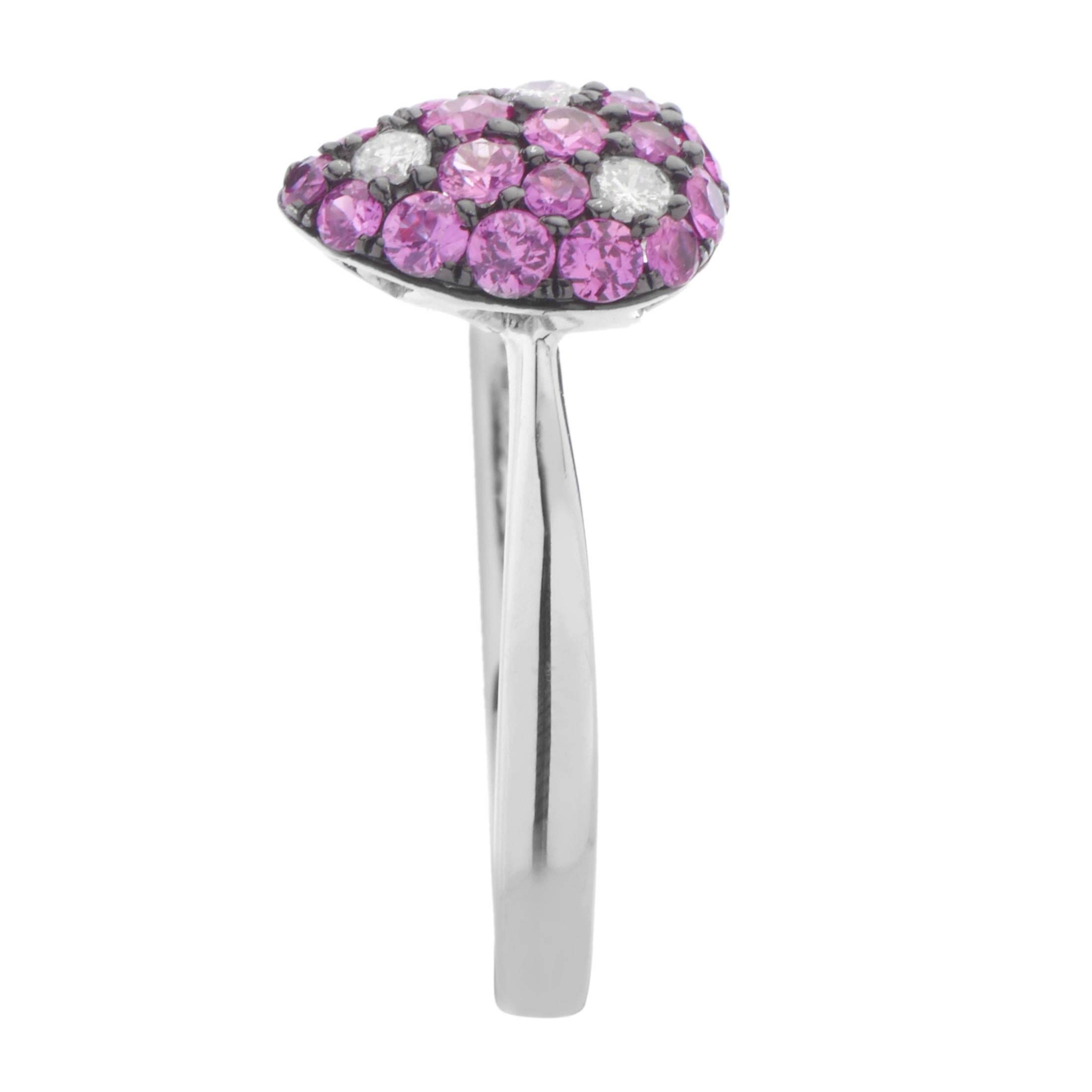 Taille ronde Bague en or blanc 18 carats diamant rubis en vente