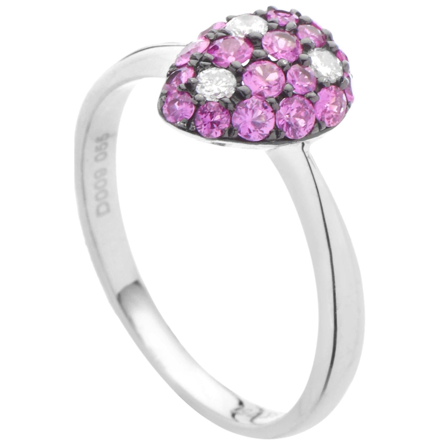 18 Karat White Gold Diamond Ruby Ring For Sale