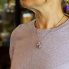 18 Karat White Gold, Diamond, Sapphire and Chalcedony Pendant Enhancer