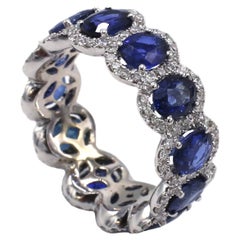 18 Karat White Gold Diamond & Sapphire Eternity Band Ring