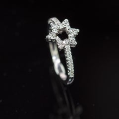 18 Karat White Gold Diamond Sexagram Hexagone Geometric Six Pointed Star Ring