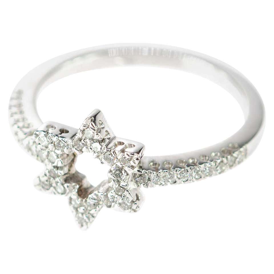 18 Karat White Gold Diamond Sexagram Hexagone Geometric Six Pointed ...