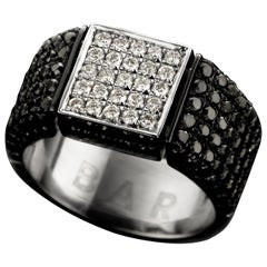18 Karat White Gold Diamond Signet Reversible Ring