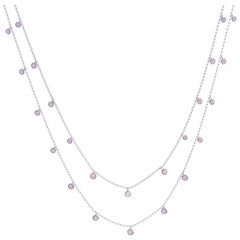 18 Karat White Gold Diamond Simple Double-Strand DBY Necklace