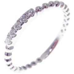 Fascia semplice impilabile con diamante in oro bianco 18 carati