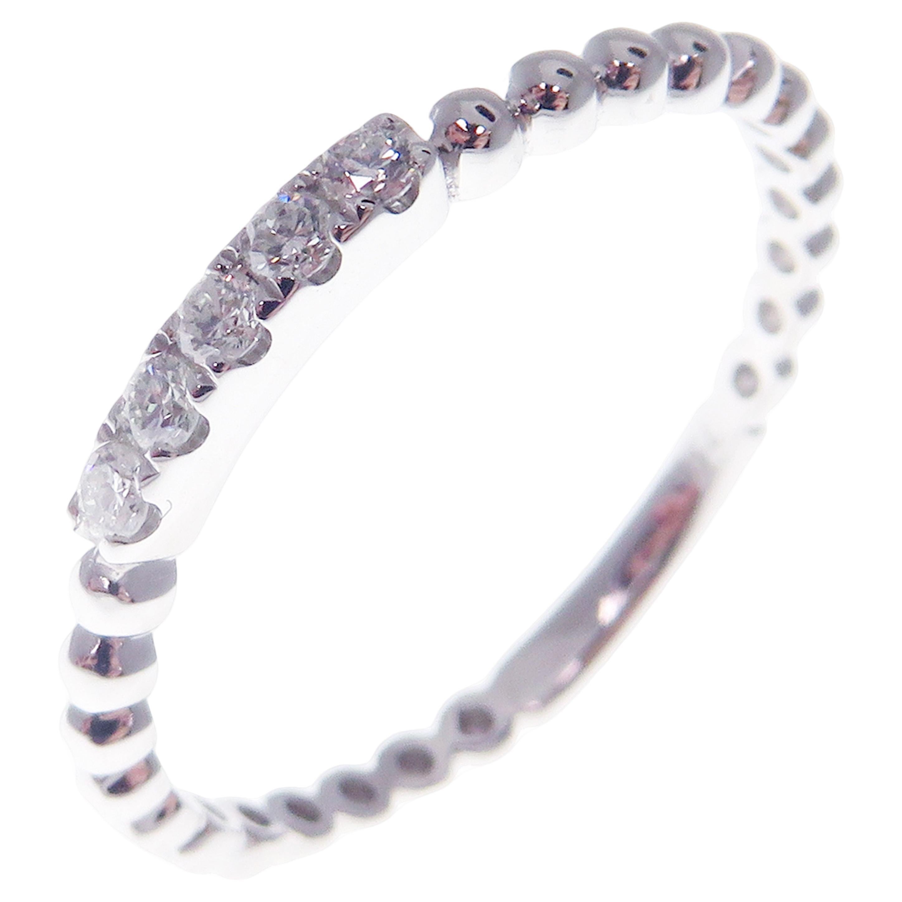 18 Karat White Gold Diamond Simple Stackable Band For Sale
