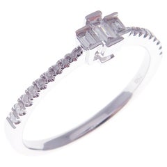 Bracelet empilable simple en or blanc 18 carats avec diamants