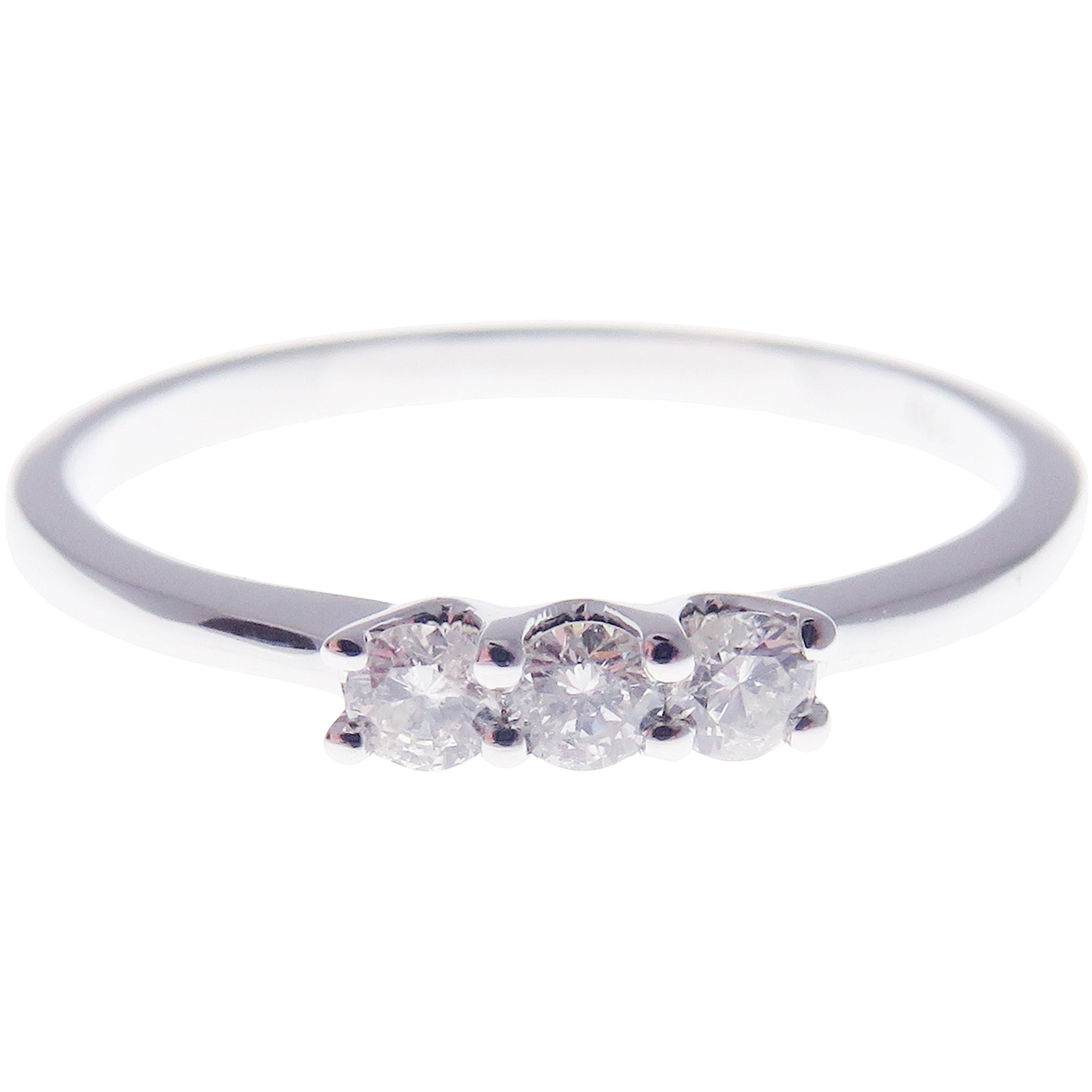 Women's or Men's 18 Karat White Gold Diamond Simple Stackable Ring For Sale
