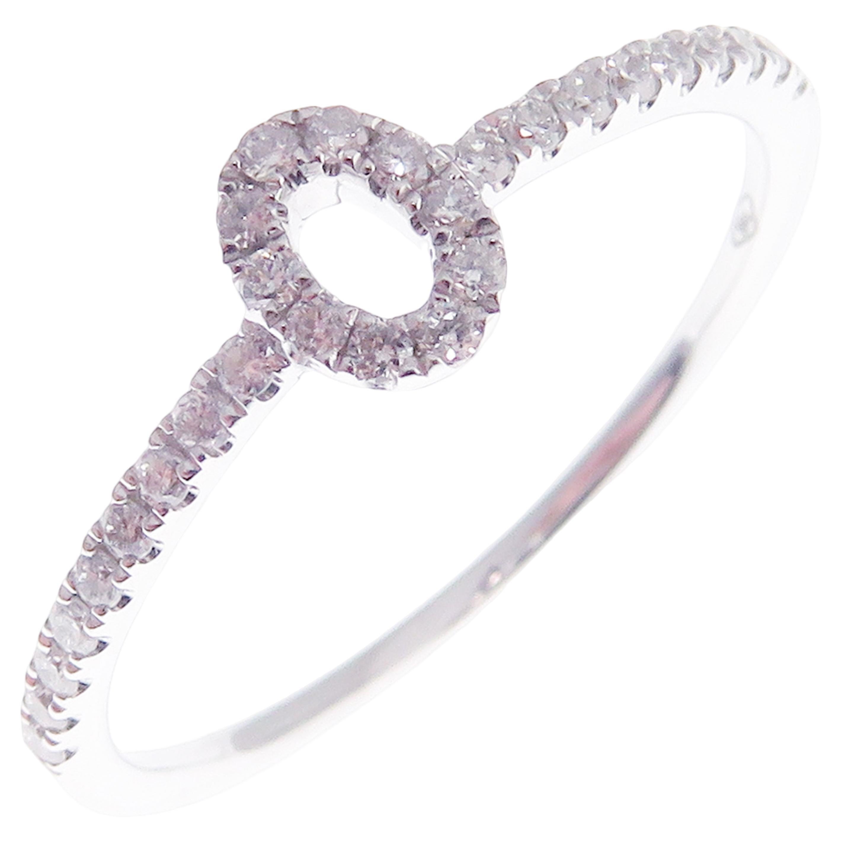 18 Karat White Gold Diamond Simple Stackable Ring For Sale