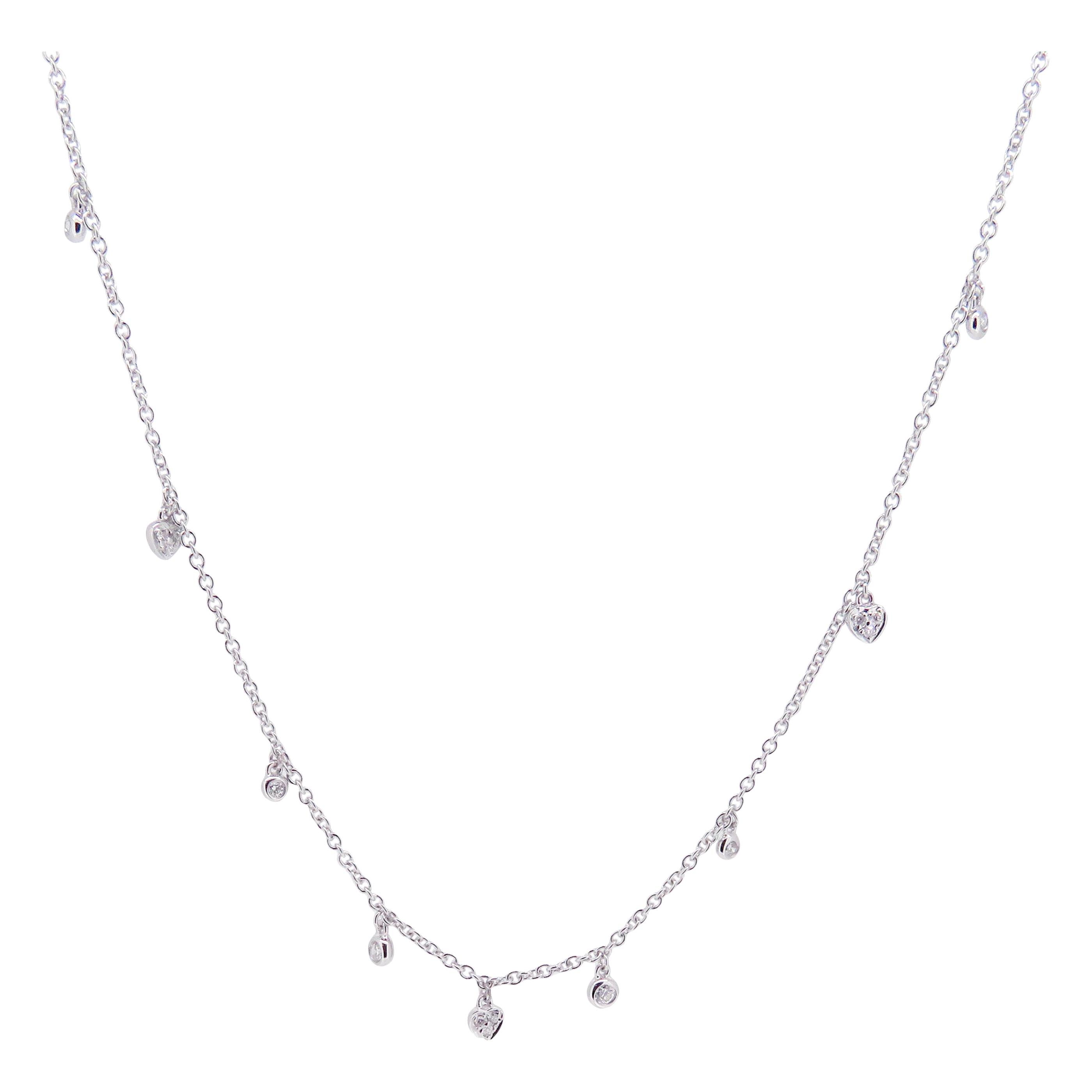 18 Karat White Gold Diamond Simple Strand DBY Necklace For Sale