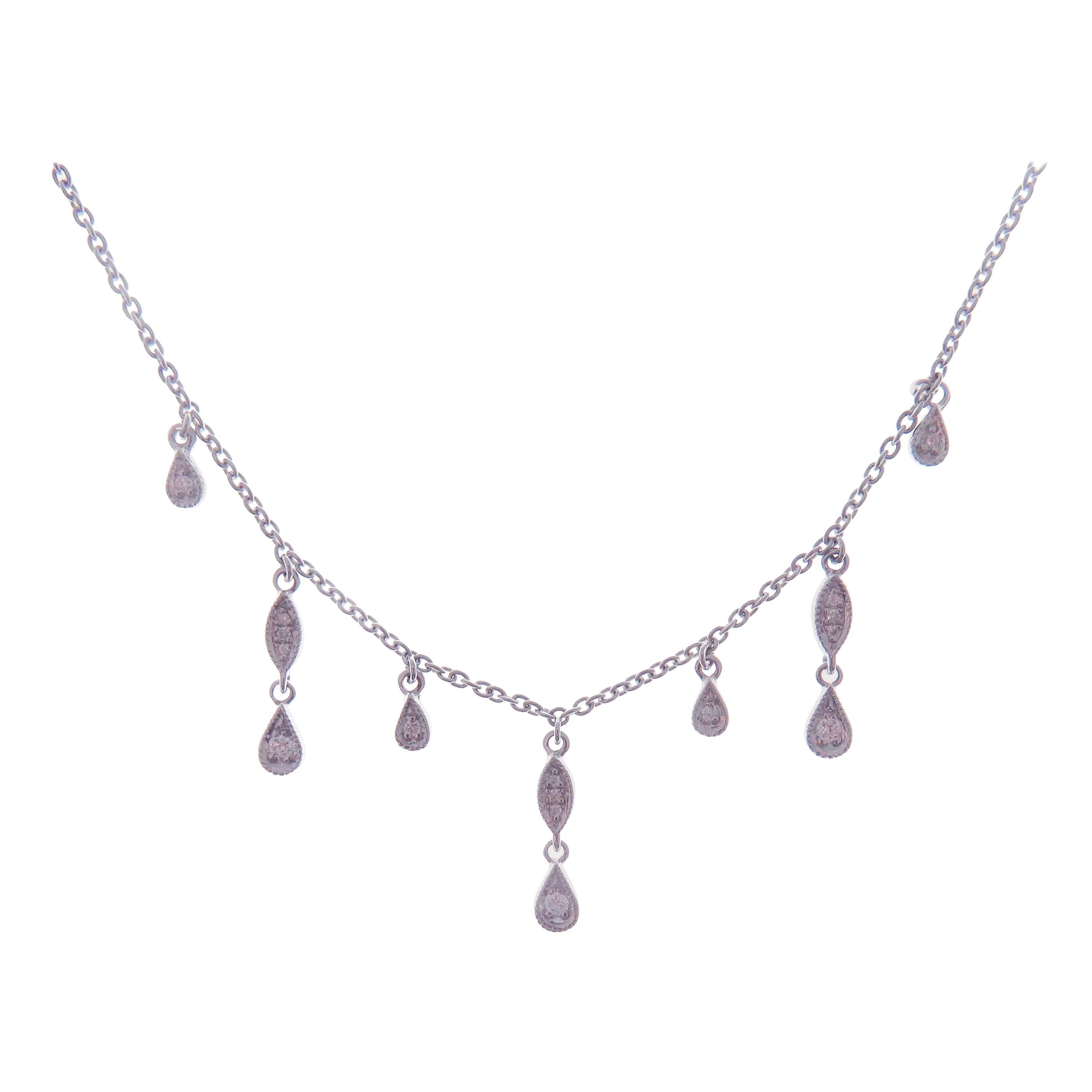 18 Karat Weißgold Diamant-Halskette mit einfachem Strang
