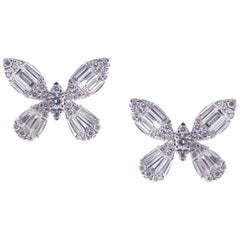 18 Karat White Gold Diamond Small Butterfly Earring
