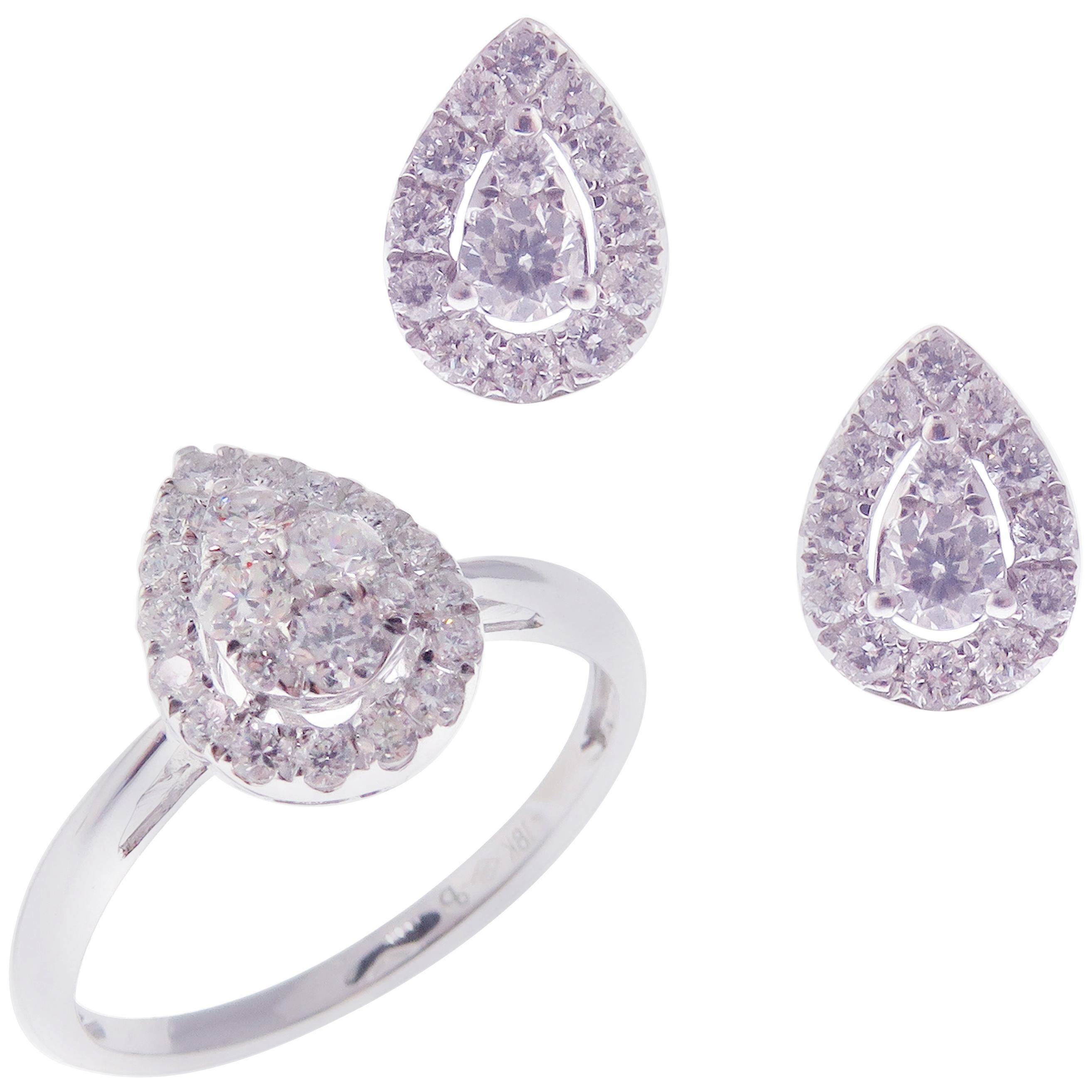 18 Karat White Gold Diamond Small Wrap Baguette Crawler Stud Earring