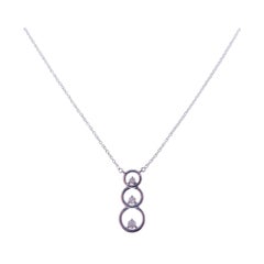 18 Karat White Gold Diamond Small Triple Circle Delicate Pendant Necklace