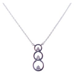 18 Karat White Gold Diamond Small Triple Circle Delicate Pendant Necklace