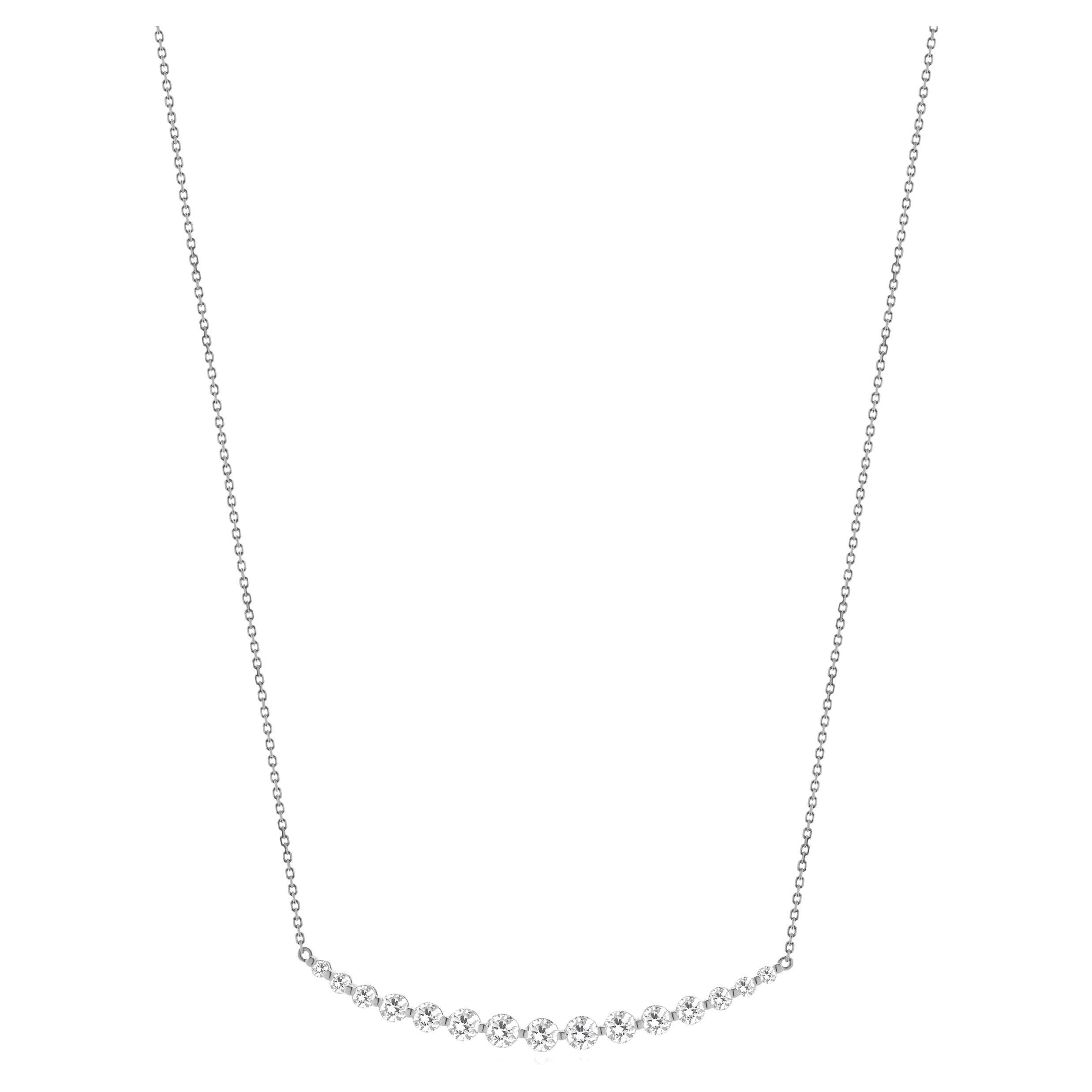 18 Karat White Gold Diamond Smile Necklace