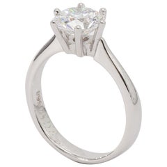 18 Karat White Gold Diamond Solitaire Engagement Ring 1.56ct Round Diamond