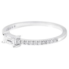 18 Karat White Gold Diamond Solitaire Eternity Band Ring