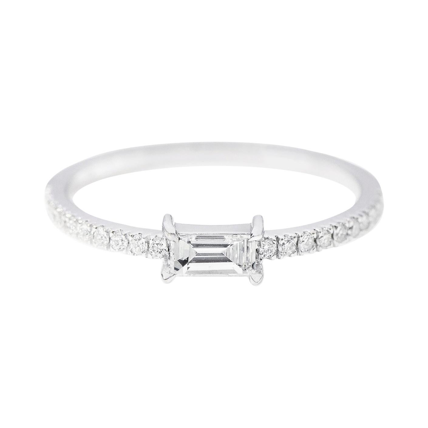 18 Karat White Gold Diamond Solitaire Eternity Band Ring For Sale