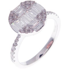 18 Karat White Gold Diamond Solitaire Illusion Ring