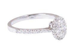 18 Karat White Gold Diamond Solitaire Invisible Setting Cluster Engagement Ring