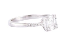 18K White Gold Diamond Solitaire Ring, 0.52ct Princess Cut, India