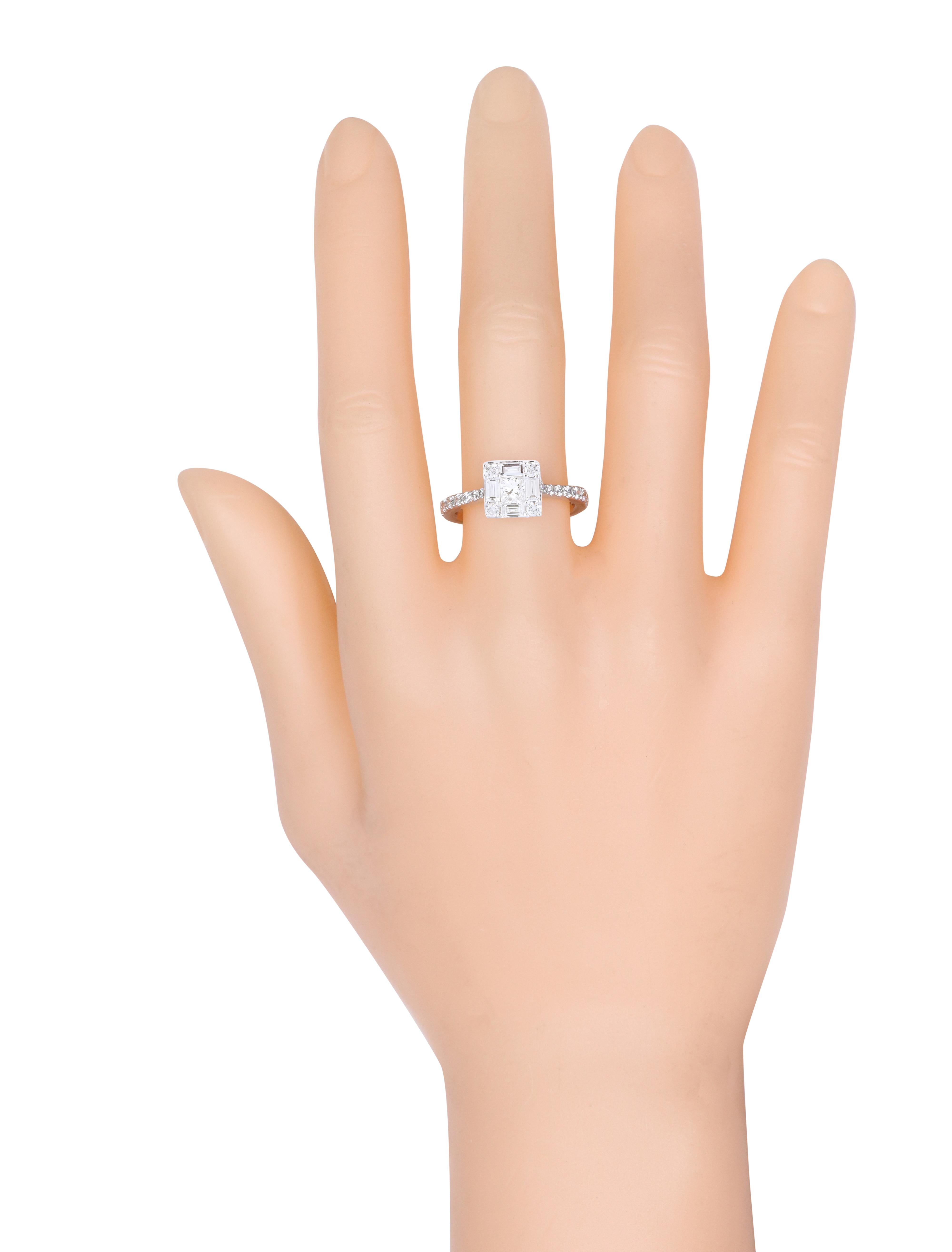 Modern 18 Karat White Gold Diamond Solitaire Ring For Sale
