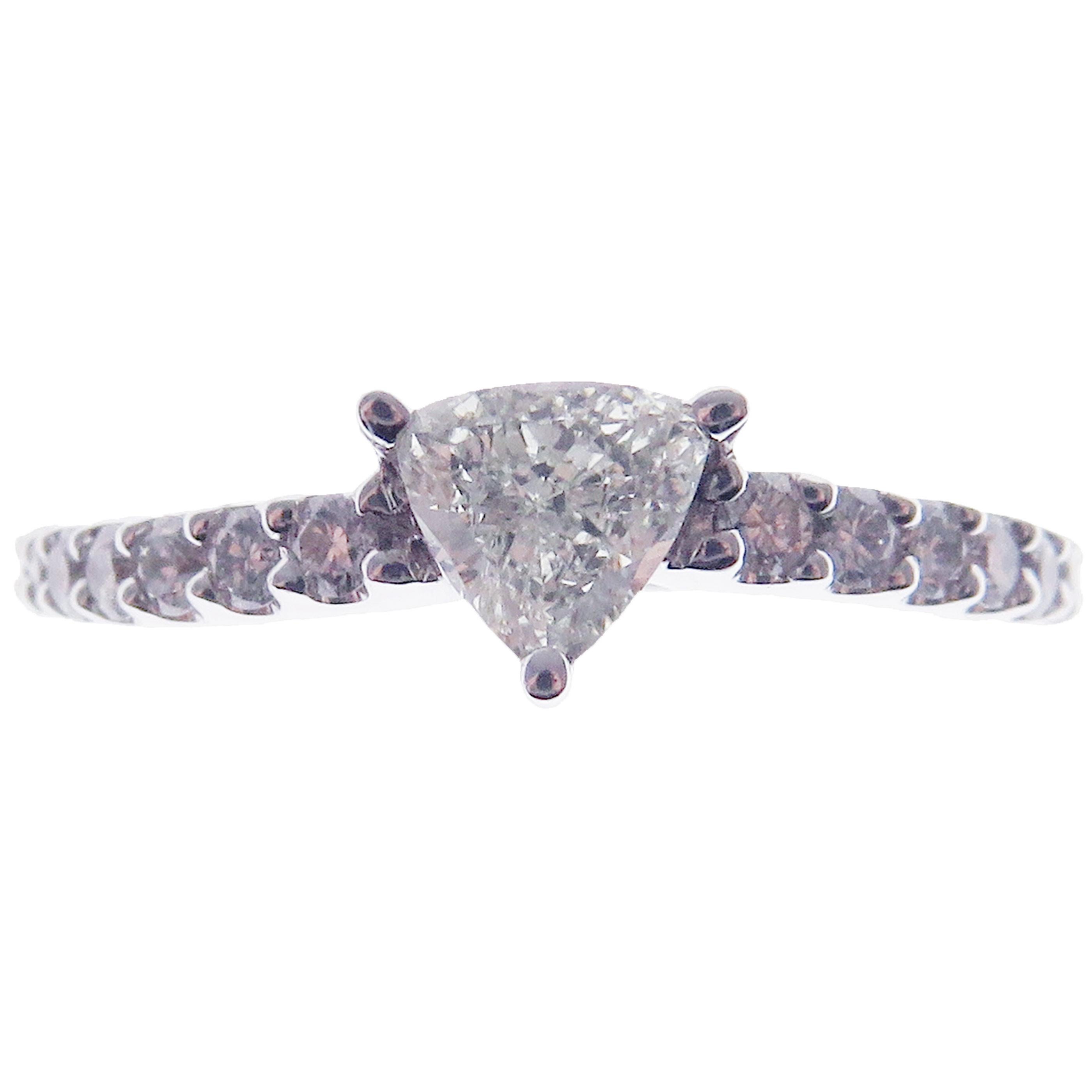 Women's or Men's 18 Karat White Gold Diamond Solitaire Ring For Sale