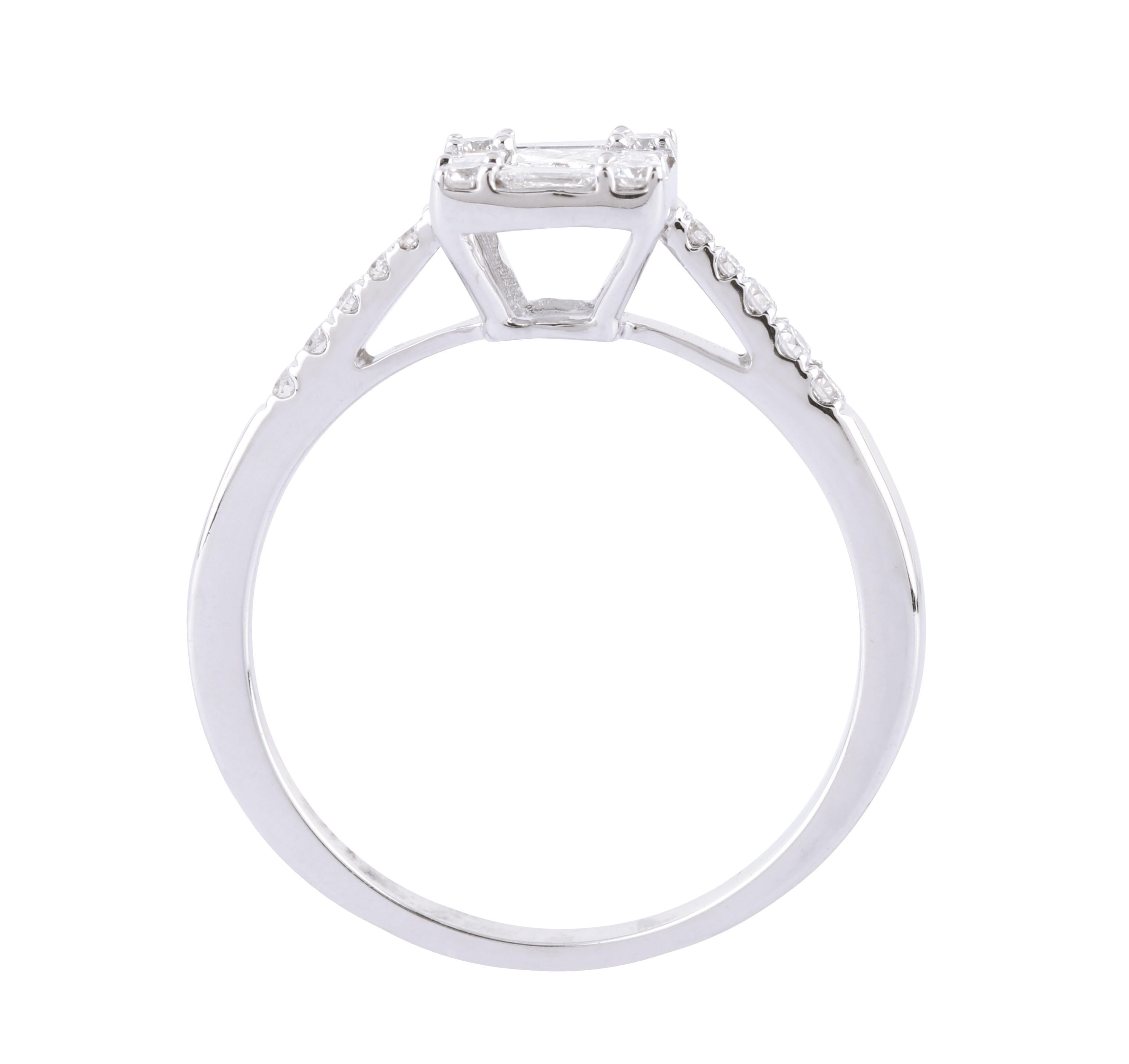Women's 18 Karat White Gold Diamond Solitaire Ring For Sale