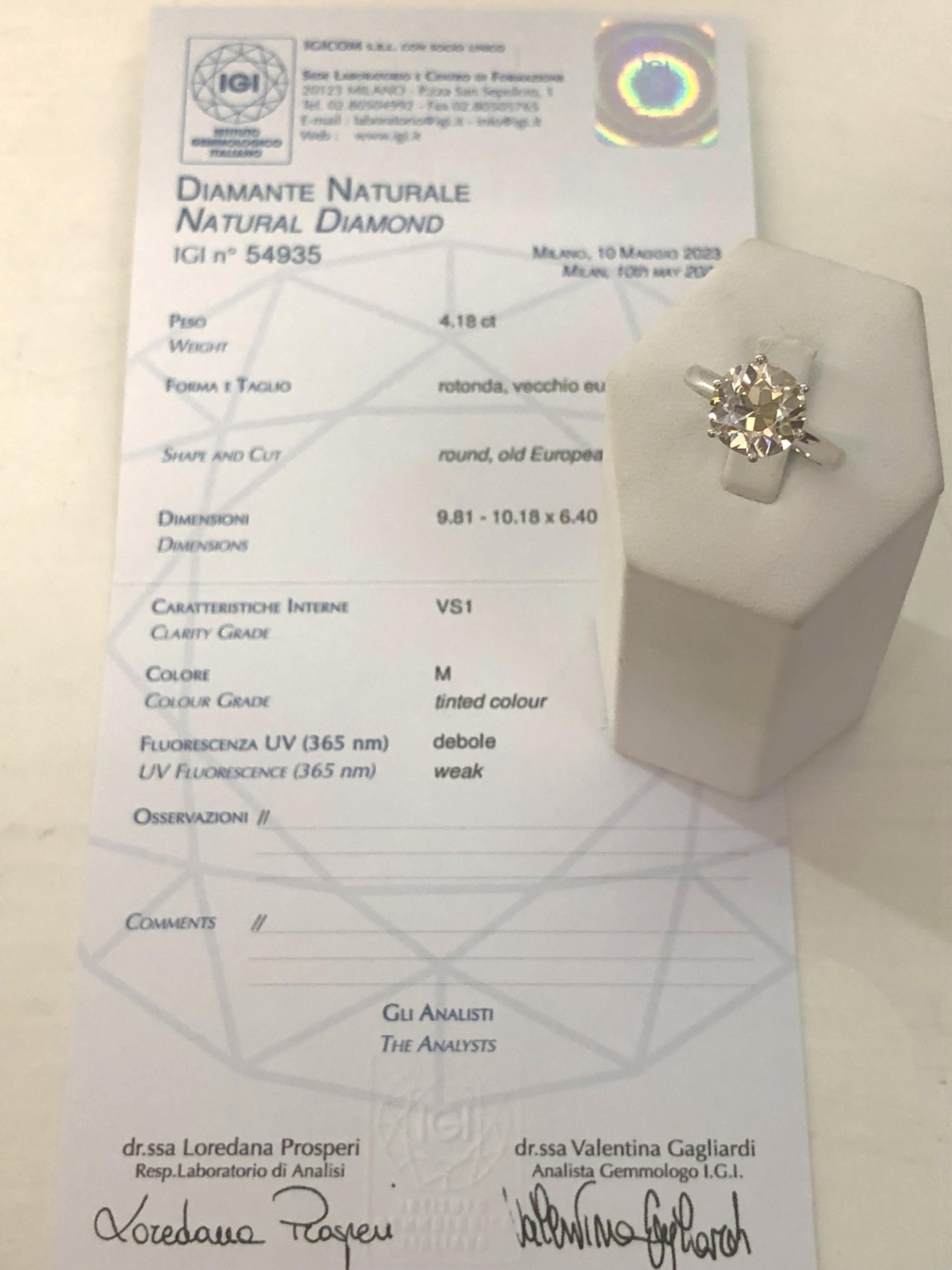 18 Karat White Gold Diamond Solitaire Ring For Sale 2