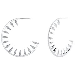 18 Karat White Gold Diamond Spike Hoops