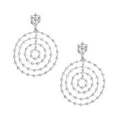 18 Karat White Gold Diamond Spiral Cocktail Earrings