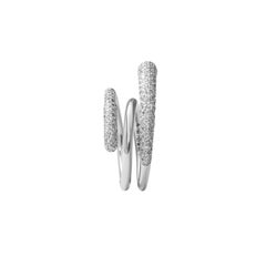 18 Karat White Gold Diamond Spiral Ring