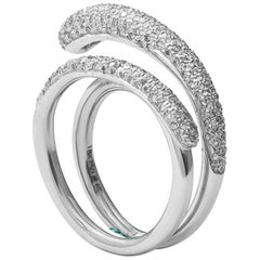 18 Karat White Gold Diamond Spiral Ring