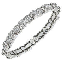 18 Karat White Gold Diamond Spring Bangle Bracelet, 5.00 Carat