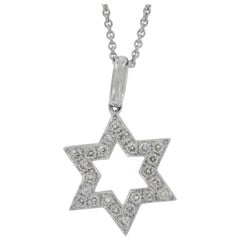 18 Karat Weißgold Diamant-Davidstern-Anhänger-Halskette