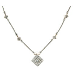 Collier à maillons en or blanc 18 carats avec diamants à l'intérieur et à l'extérieur