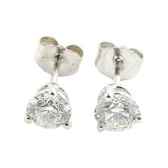 18 Karat White Gold Diamond Stud Earrings .66 Carat Twt